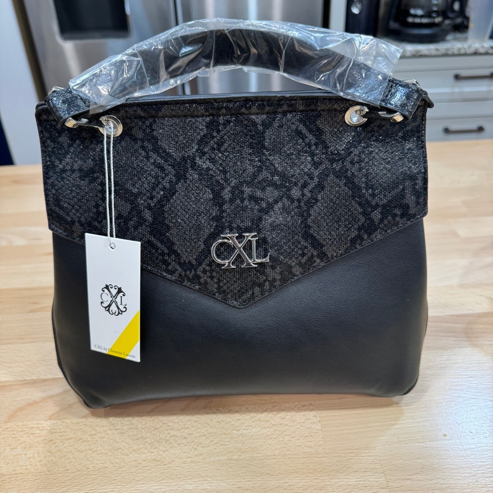 CXL Christian LaCroix Black Satchel Prism Python Crossbody Bag Purse NWT